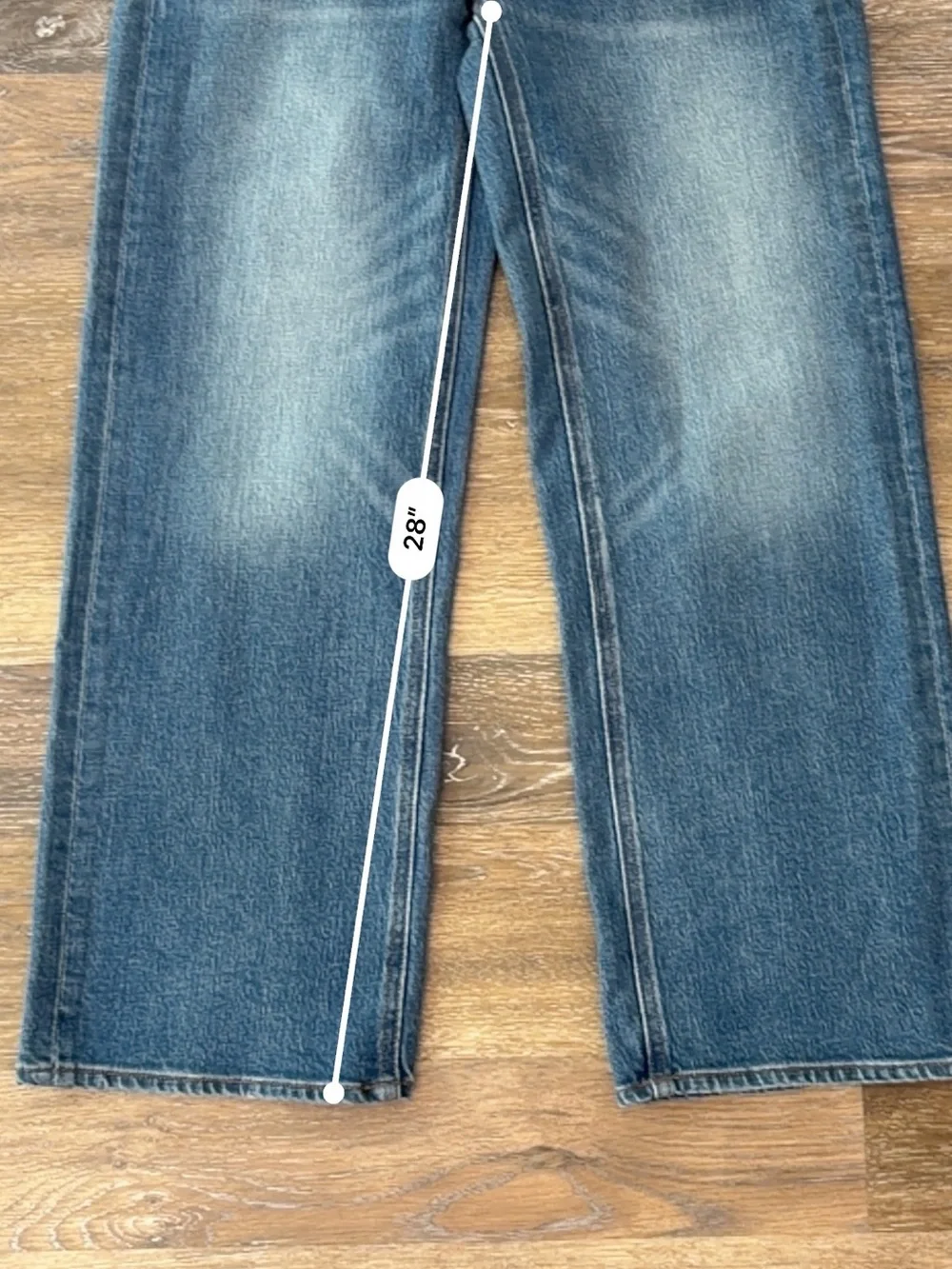 Quince Bella Stretch Relaxed Straight Jeans on Atlantic blue size 27